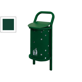 Mülleimer mit gelochtem Korpus - 50 Liter - 1.100 x 490 mm (HxB) - Einbetonierung - Farbe moosgrün RAL 6005 Moosgrün
