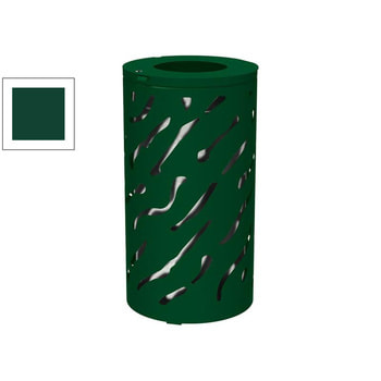 Mülleimer aus Stahl - 80 Liter - feuerverzinkter Inneneimer - 450 x 845 mm (DxH) - Farbe moosgrün RAL 6005 Moosgrün