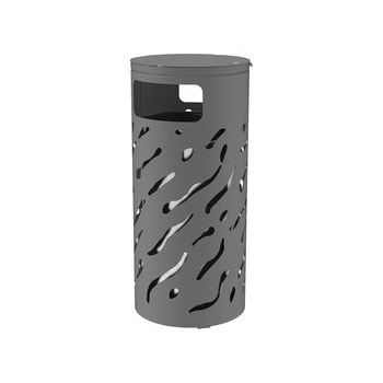 Mülleimer 80 Liter mit Deckel und feuerverzinktem Inneneimer, Farbe Grau