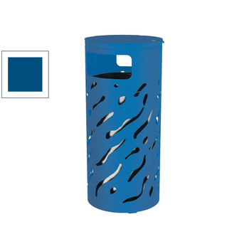 Mülleimer 80 Liter mit Deckel und feuerverzinktem Inneneimer, Farbe Enzianblau (RAL 5010)