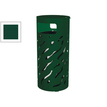 Mülleimer aus Stahl - 80 Liter - feuerverzinkter Inneneimer - erhöhter Deckel - 450 x 1.010 mm (DxH) - Farbe moosgrün RAL 6005 Moosgrün