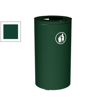 Abfalleimer mit Inneneimer - 80 Liter - 450 x 845 mm (DxH) - mit Verankerungsstäben - Farbe moosgrün RAL 6005 Moosgrün