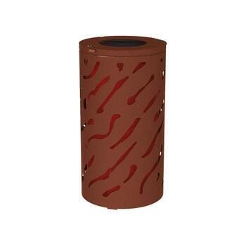 Mülleimer aus Stahl - 80 Liter - lackierter Inneneimer - 450 x 845 mm (DxH) - Farbe Rostoptik Rostoptik