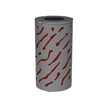 Mülleimer mit rot lackiertem Inneneimer, Farbe Grau