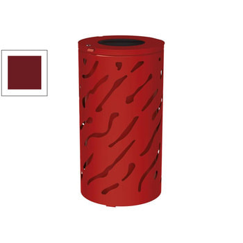 Mülleimer aus Stahl - 80 Liter - lackierter Inneneimer - 450 x 845 mm (DxH) - Farbe purpurrot RAL 3004 Purpurrot