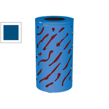 Mülleimer mit rot lackiertem Inneneimer, Farbe Enzianblau (RAL 5010)