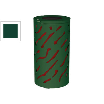 Mülleimer mit rot lackiertem Inneneimer, Farbe Moosgrün (RAL 6005)