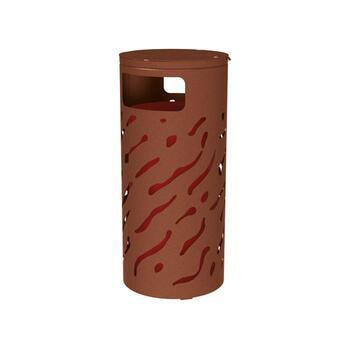 Mülleimer 80 Liter mit rot lackiertem Inneneimer, Farbe Rostoptik