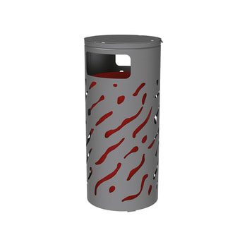Mülleimer 80 Liter mit rot lackiertem Inneneimer, Farbe Grau