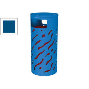 Mülleimer aus Stahl - 80 Liter - lackierter Inneneimer - erhöhter Deckel - 450 x 1.010 mm (DxH) - Farbe enzianblau RAL 5010 Enzianblau