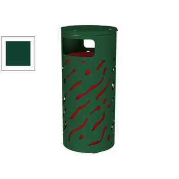 Mülleimer 80 Liter mit rot lackiertem Inneneimer, Farbe Moosgrün (RAL 6005)