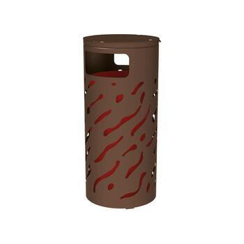 Mülleimer aus Stahl - 80 Liter - lackierter Inneneimer - erhöhter Deckel - 450 x 1.010 mm (DxH) - Farbe Schokoladenbraun RAL 8017 Schokoladenbraun