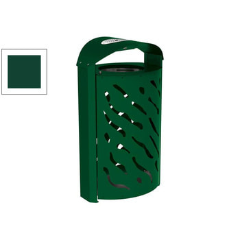 Mülleimer aus Stahl - 120 Liter - mit Deckel und Ascher - 1.026 x 594 x 435 mm (HxBxT) - Farbe moosgrün RAL 6005 Moosgrün