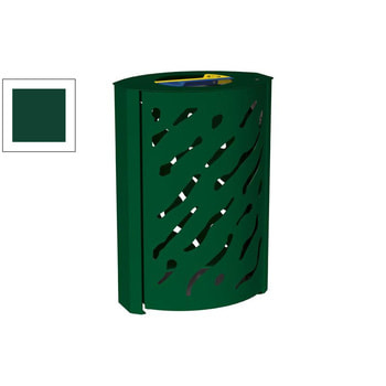 Mülleimer aus Stahl - 2 x 60 Liter - Halterungen für Müllsäcke - 845 x 590 x 435 mm (HxBxT) - Farbe moosgrün RAL 6005 Moosgrün