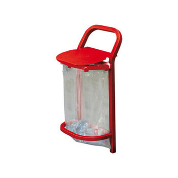 Mülleimer mit Halterung für Müllsäcke - 50 Liter - 1.100 x 490 mm (HxB) - Einbetonierung - Farbe verkehrsrot RAL 3020 Verkehrsrot