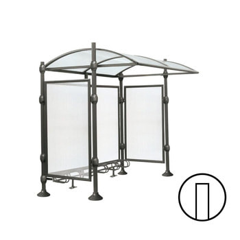 Fahrradüberdachung, Unterstand, All-in-One, Fahrradständer, 6 Stellplätze, Kopf Gebürsteter Edelstahl, 2.350 x 2.726 x 2.253 mm (HxBxT), Farbe wählbar 