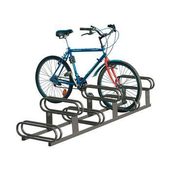 Fahrradständer, höhenversetzte Plätze, für 6 Räder, lackiert, 388 x 1.980 x 550 mm (HxBxT), Farbe grau Grau