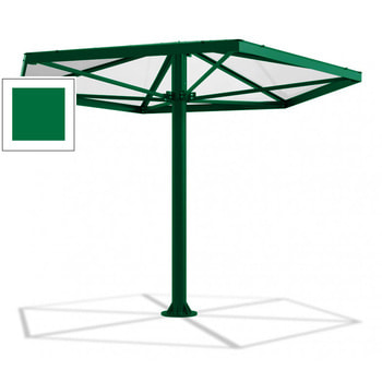 Überdachung Stahlschirm sechseckig mit Kunststoffdach - für 6-7 Personen - 3.046 x 3.950 x 3.450 mm (HxBxT) - Farbe Minzgrün RAL 6029 Minzgrün