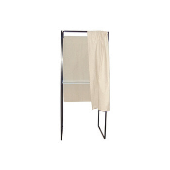 Wahlkabine, Ausführung wählbar, 2.075 mm hoch, lackiertes Blech, nicht brennbarer Baumwollvorhang, mit Schreibbrett, barrierefrei 