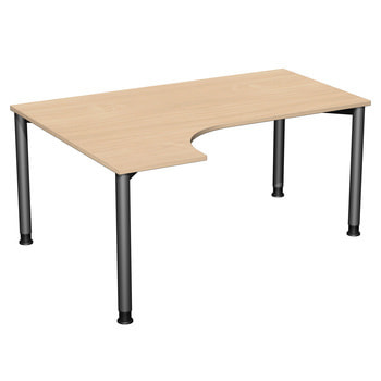 Eck-Schreibtisch - Bürotisch - Konferenztisch - 4-Fuß Flex - Ecke links - Höhe 680-800 mm - 1.600 x 1.200 mm (BxT) 