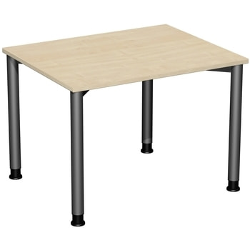 Schreibtisch - 4-Fuß Flex - Bürotisch - Höhe 680-800 mm - 1.000 x 800 mm (BxT) - Gestell anthrazit - Ahorn 1000 mm | Standard | Anthrazit | Ahorn