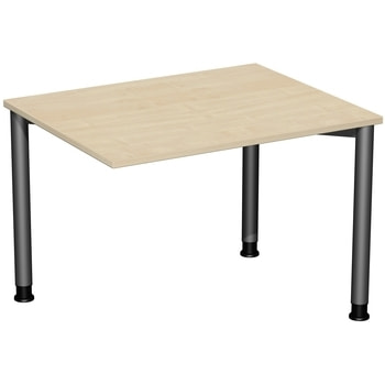Schreibtisch mit einseitig verkürzten Füßen - 4-Fuß Flex - Bürotisch - Höhe 680-800 mm - 1.000 x 800 mm (BxT) - Gestell anthrazit - Ahorn 1000 mm | einseitig verkürzt | Anthrazit | Ahorn