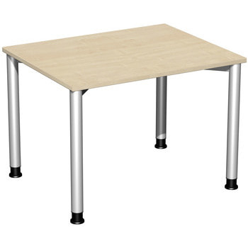 Schreibtisch - 4-Fuß Flex - Bürotisch - Höhe 680-800 mm - 1.000 x 800 mm (BxT) - Gestell silber - Ahorn 1000 mm | Standard | Silber | Ahorn