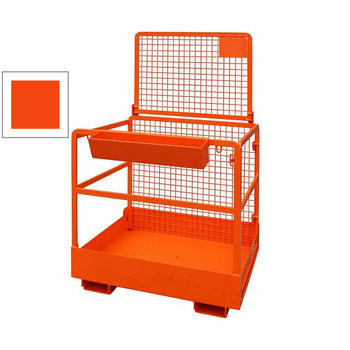 Arbeitsbühne, Arbeitsplattform Eichinger, Drahtgitter, 2 Personen, für Frontstapler, rutschsicher, 2.000 x 1.090 x 1.200 mm (HxBxT), reinorange RAL 2004 Reinorange