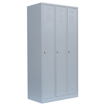 Garderobenschrank, Garderobenspind, 3 Abteile, 1.800 x 885 x 500 mm (HxBxT), Stahl, Farben wählbar 