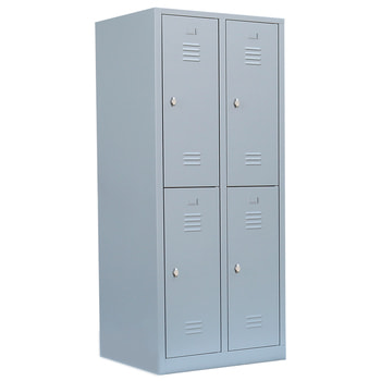 Garderobenschrank, Doppelstockspind, 2 Abteile, 4 Fächer, 1.800 x 800 x 500 mm (HxBxT), Stahl, Drehriegel, Farben wählbar 