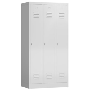 Garderobenschrank, Garderobenspind, 3 Abteile, 1.800 x 870 x 500 mm (HxBxT), Stahl, Drehriegelverschluss, Farben wählbar 