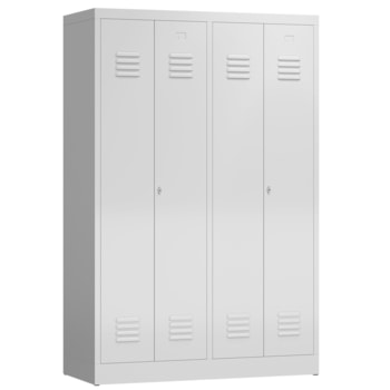 Garderobenschrank, Garderobenspind, 4 Abteile, je 2 mittig schließend, 1.800 x 1.185 x 500 mm (HxBxT), Stahl, Farben wählbar 