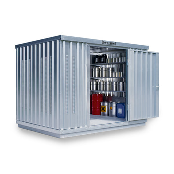 Gefahrstoffcontainer - Gefahrstoffdepot - 2.350 x 3.050 x 2.170 mm (HxBxT) - Auffangvolumen 1.030 l - mit Lüftungsschlitzen 