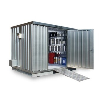 Gefahrstoffcontainer - Gefahrstoffdepot - 2.350 x 3.050 x 2.170 mm (HxBxT) - Auffangvolumen 1.030 l - mit Dauerlüfter 