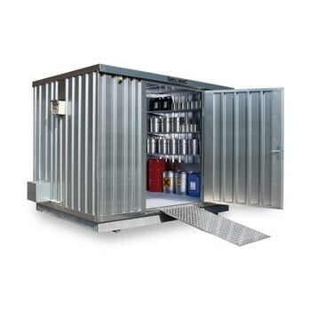 Gefahrstoffcontainer - Gefahrstoffdepot - 2.350 x 3.050 x 2.170 mm (HxBxT) - Auffangvolumen 1.030 l - mit Sensorlüfter 