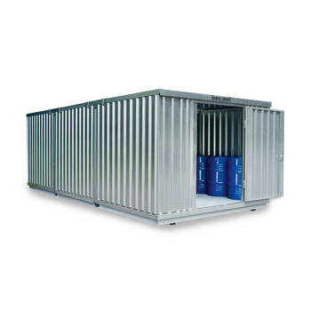 Gefahrstoffdepot - Gefahrstoffcontainer - 2.300 x 4.350 x 6.520 mm (HxBxT) - Auffangvolumen 3.150 l - wählbare Türausführung 