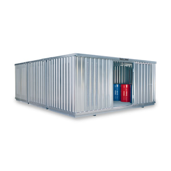 Gefahrstoffdepot - Gefahrstoffcontainer - 2.300 x 5.080 x 6.520 mm (HxBxT) - Auffangvolumen 4.440 l - mit Lüftungsschlitzen - wählbare Türausführung 