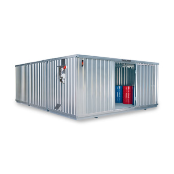 Gefahrstoffdepot - Gefahrstoffcontainer - 2.300 x 5.080 x 6.520 mm (HxBxT) - Auffangvolumen 4.440 l - mit Lüftersteuerung - wählbare Türausführung 
