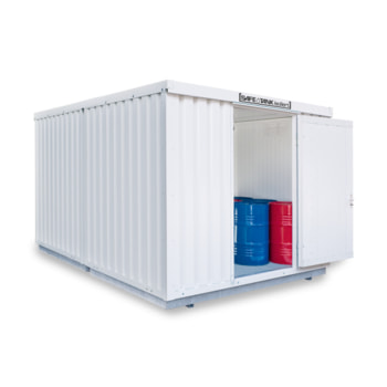 Isolierter Gefahrstoffcontainer - 2.510 x 4.050 x 4.340 mm (HxBxT) - Auffangvolumen 2 x 1.050 l - ohne Lüftung - Türausführung wählbar 