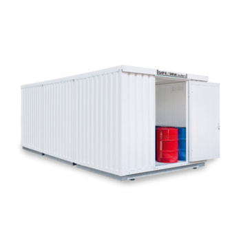 Isolierter Gefahrstoffcontainer - 2.510 x 4.050 x 6.520 mm (HxBxT) - Auffangvolumen 3 x 1.050 l - ohne Lüftung - Türausführung wählbar 