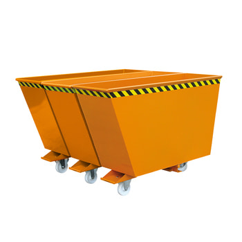 Eichinger Kippbehälter, Sortiersystem, einzeln kipp-und entleerbar, 2in1, 3in1, Seilzug, 250 kg, 1.800l, 980 x 1.640 x 1.680 mm (HxBxT), reinorange RAL 2004 Reinorange | 3 x 600 l