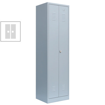 Mehrzweckschrank, Garderobenschrank, 2 Abteile, 6 Fächer, 1.800 x 500 x 500 mm (HxBxT), Kleiderstange, Stahl, Korpus: lichtgrau, Front: lichtgrau RAL 7035 Lichtgrau