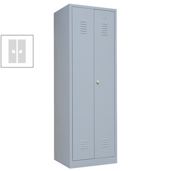 Mehrzweckschrank, Garderobenschrank, 2 Abteile, 6 Fächer, 1.800 x 600 x 500 mm (HxBxT), Kleiderstange, Stahl, Korpus: lichtgrau, Front: lichtgrau RAL 7035 Lichtgrau