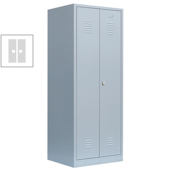 Mehrzweckschrank, Garderobenschrank, 2 Abteile, 6 Fächer, 1.800 x 800 x 500 mm (HxBxT), Kleiderstange, Stahl, Korpus: lichtgrau, Front: lichtgrau RAL 7035 Lichtgrau