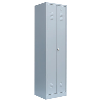 Mehrzweckschrank, Garderobenschrank, 2 Abteile, 6 Fächer, 1.800 x 500 x 500 mm (HxBxT), Kleiderstange, Stahl, Korpus: lichtgrau, Frontfarbe wählbar 