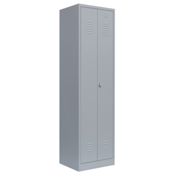 Geräteschrank, Mehrzweckschrank, 2 Abteile, 1.800 x 600 x 500 mm (HxBxT), Drehriegel, Kleiderstange, Stahl, Korpus: lichtgrau, Frontfarbe wählbar 