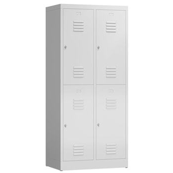 Garderobenschrank, Doppelstockspind, 2 Abteil, 4 Fächer, 1.800 x 800 x 500 mm (HxBxT), Drehriegel, Stahl, Farben wählbar 