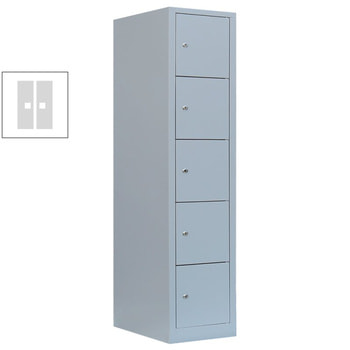 Schließfachschrank, 1 Abteil, 5 Fächer, 1.900 x 415 x 450 mm (HxBxT), Zylinderschloss, Stahl, Korpusfarbe: lichtgrau, Front: lichtgrau RAL 7035 Lichtgrau