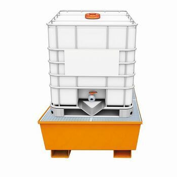 Eichinger IBC Auffangwanne für Stapler, Gitterrost, konische Wände, bis 2 x 1.000 l IBC, Vol. 1.000 l, bis 780x 1.450x 2.600 mm (HxBxT), Farbe wählbar 