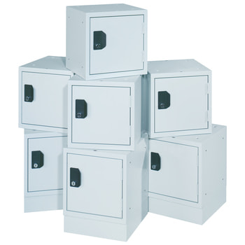 Schließfachwürfel, stapelbar, Gewicht 18 kg, 305 x 305 x 305 mm (HxBxT), Stahl / Buche, Farbe Korpus: lichtgrau, Farbe Tür: wählbar 